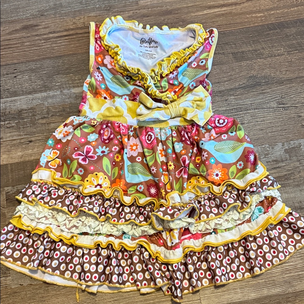 Matilda Jane Girls Yellow Floral Ruffle Dress